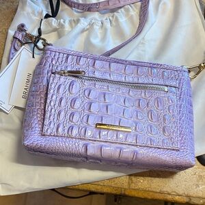 Brahmin Lavender Croc-Embossed Crossbody Bag